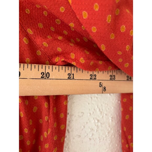 Free People Orange Red Polka Dot Wrap Bodysuit Bell Sleeve Chic Statement Piece - Picture 7 of 9